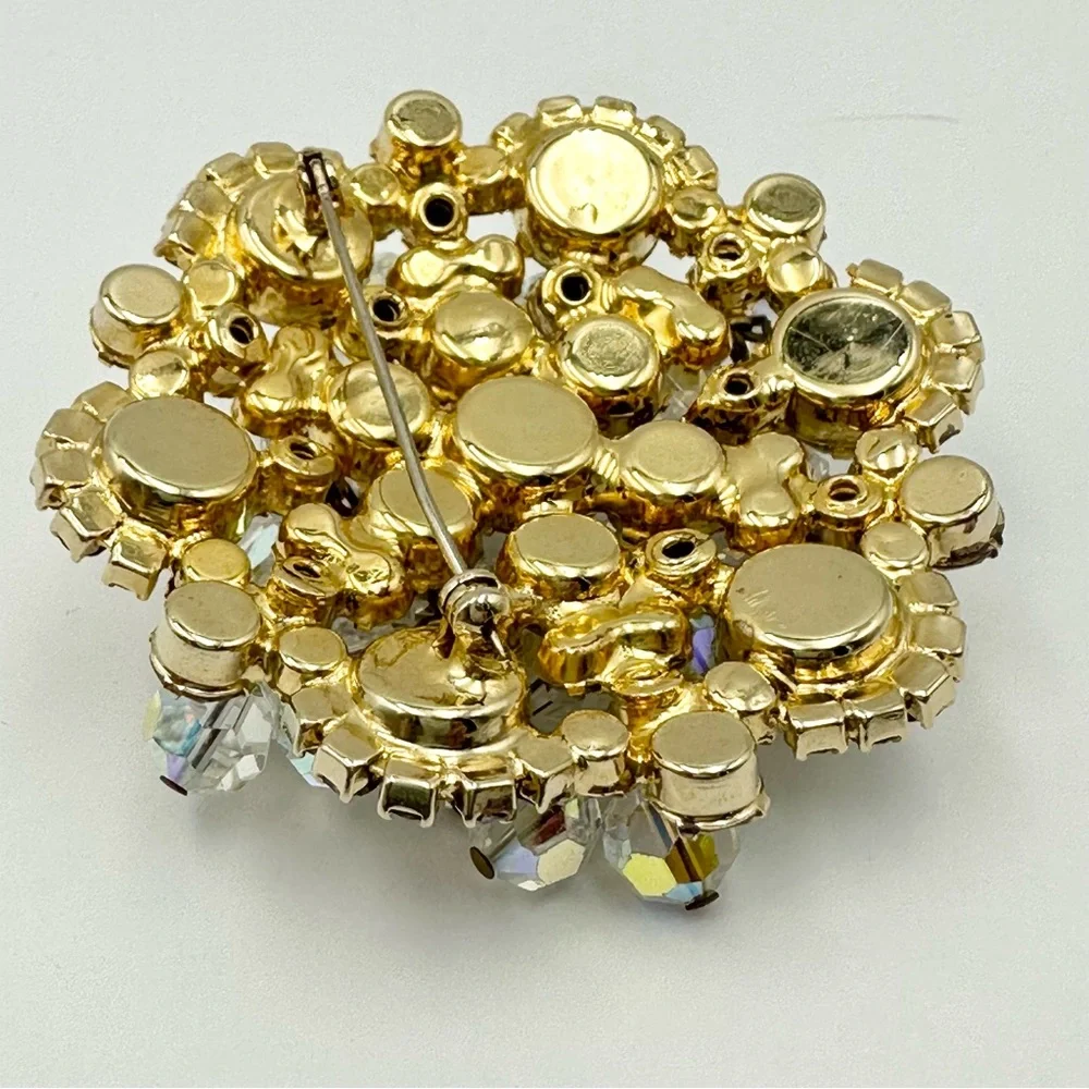 Juliana D&E Vintage AB Rhinestone & Beaded Cluster Brooch Pin LARGE